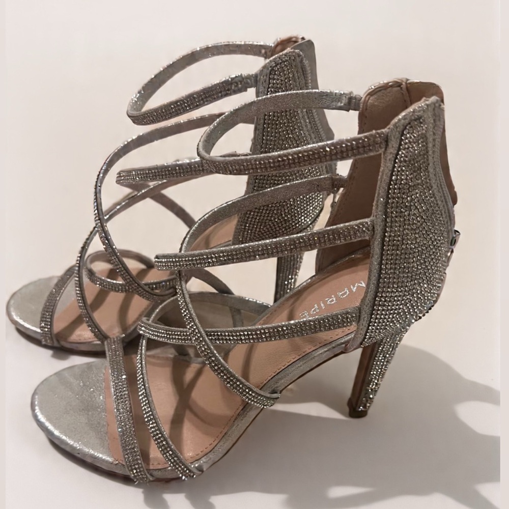 Maripe Glittering Silver Strappy Heels